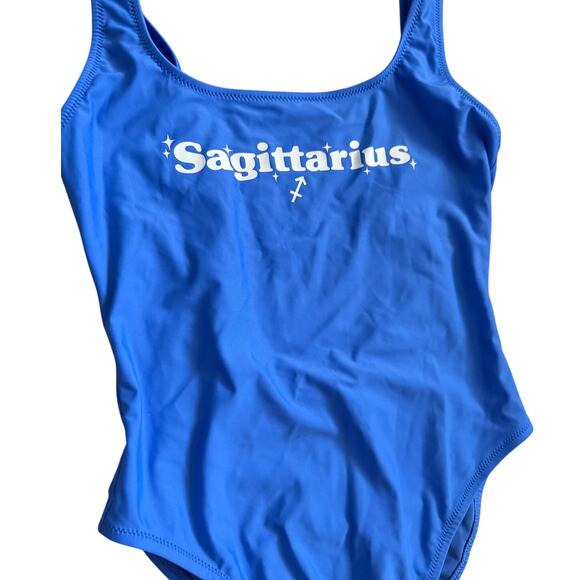 Aerie Astrology Sagittarius Babewatch‎ Cheekiest Blue One Piece Swimsuit Small - Picture 4 of 7